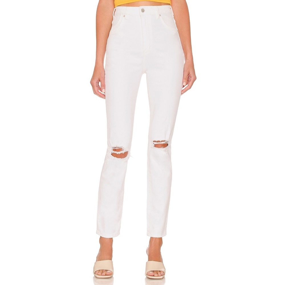 Rollas Dusters High Rise Slim Straight Jeans White NEW NWT